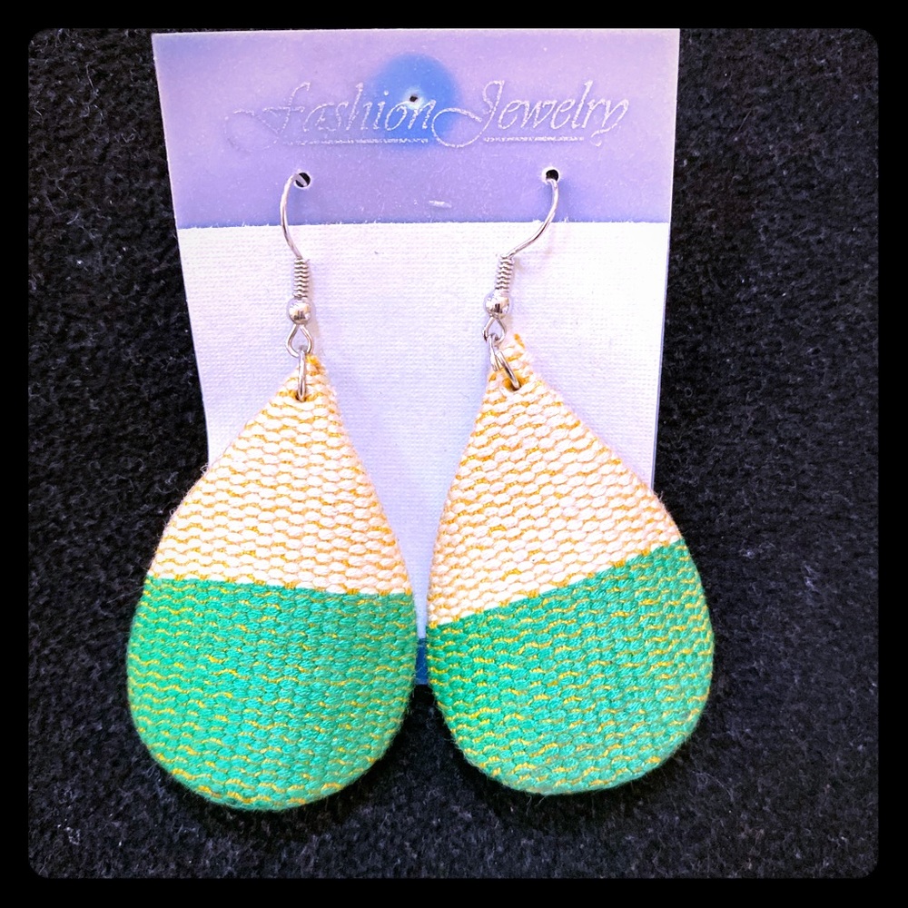 Hand made Kente cloth tear drop fashion earrings